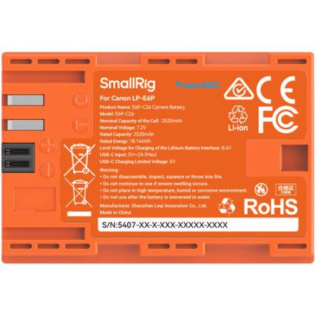 SmallRig 5407 - zamiennik, akumulator USB-C, Canon LP-E6P / E6P-C26